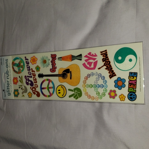 Flower Power Glitter Rub-Ons - Picture 1 of 7